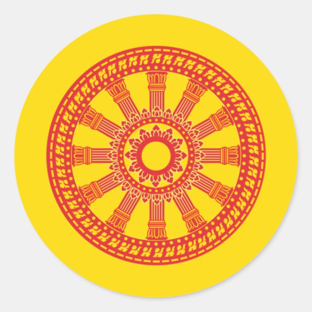Thailändische Buddhistische Flagge (Dharmacakra-Fl Runder Aufkleber (Vorderseite)