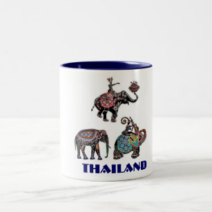 Thailändische Elefant-Thailand-Reise-Andenken Zweifarbige Tasse