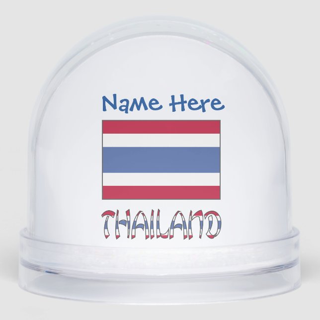 Thailändische Flagge Blue Personalisierung Schneekugeln (Vorderseite)