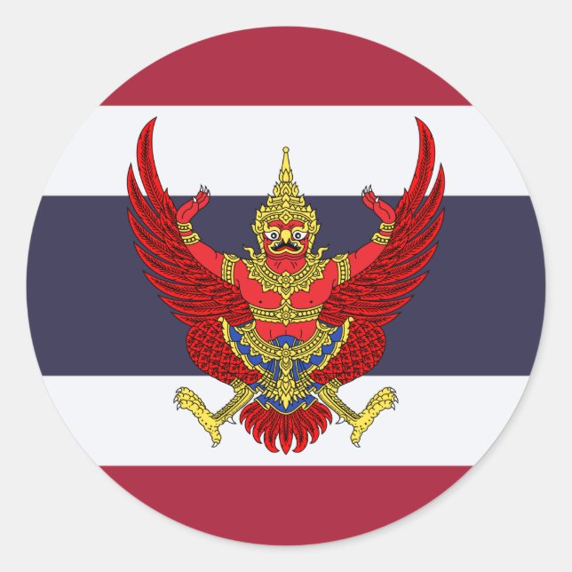 Thailändische Flagge & Emblem, Flagge Thailands Runder Aufkleber (Vorderseite)