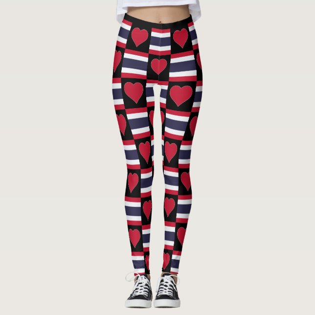 Thailändische Flagge Herzmuster Niedliches Patriot Leggings (Vorderseite)