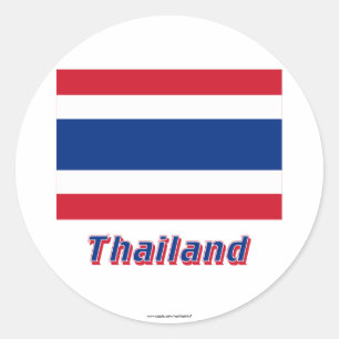 Thailändische Flagge mit Name Runder Aufkleber