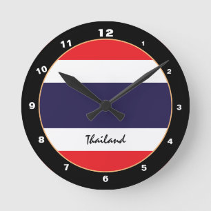 Thailändische Flagge, patriotische thailändische t Runde Wanduhr