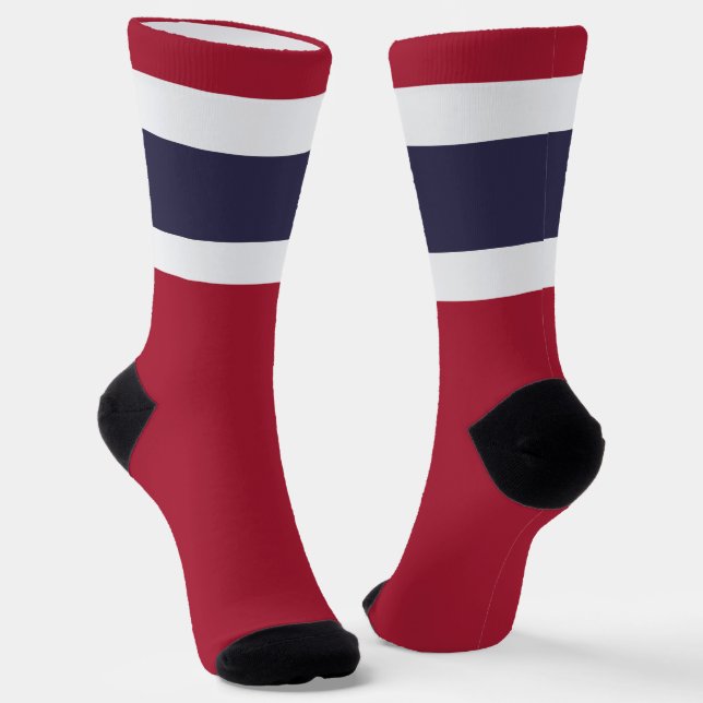 Thailändische Flagge Spaß Patriotischer Nationalst Socken (Gewinkelt)