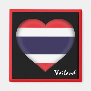 Thailändische Flagge & Thai Herz, Urlaub Thailand Magnet