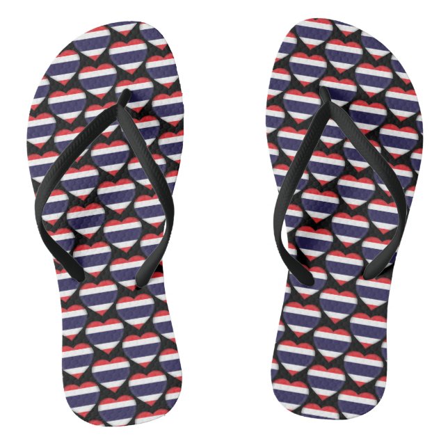 Thailändische Flaggenfarben Herz-Muster Flip Flops (Fußbett)