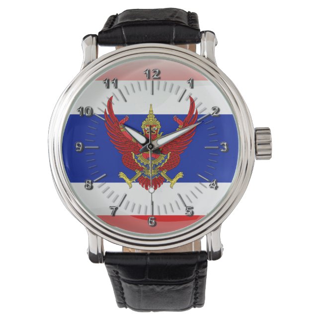 Thailändische Hochglanzflagge Armbanduhr (Vorderseite)