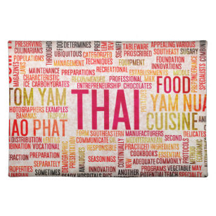 Thailändische Nahrung und Küche-Menü-Hintergrund Tischset
