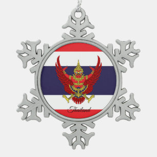 Thailändische Schneeflocke, thailändische Flagge Schneeflocken Zinn-Ornament