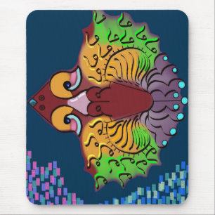 Thailändische Schrift Abstraktes Fisch Kunst Mau Mousepad