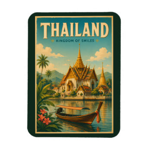 Thailändische Tempel-Illustration Reise Kunst Vint Magnet