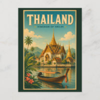 Thailändische Tempel-Illustration Reise Kunst Vint