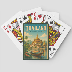 Thailändische Tempel-Illustration Reise Kunst Vint Spielkarten