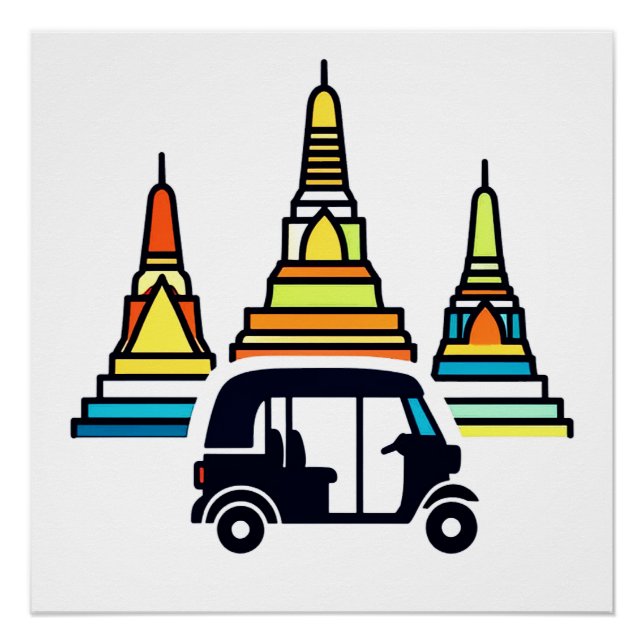 Thailändische Tempel und Tuk Tuks Poster (Vorderseite)