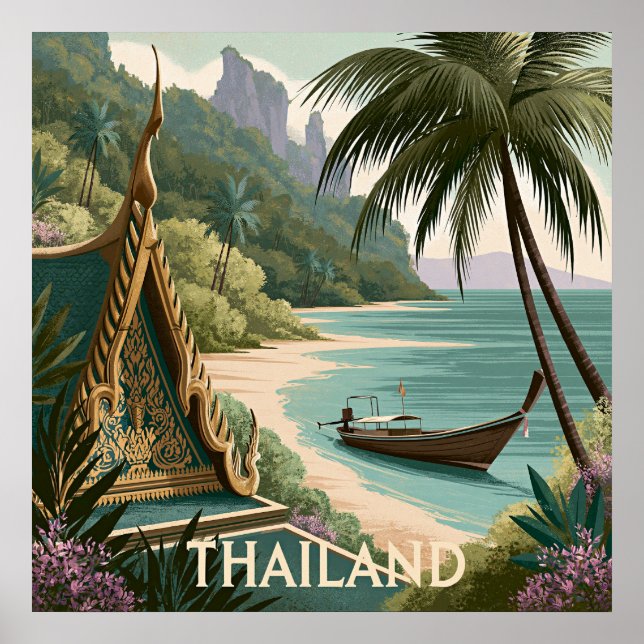 Thailändische Tropenillustration Poster (Vorne)