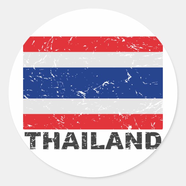 Thailändische Vintage Flagge Runder Aufkleber (Vorderseite)