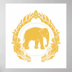 Thailändischer Elefant (Gold) Poster