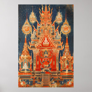 Thailändischer Tempel-Kunstprint Traditioneller Bu Poster