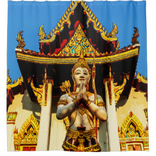 Thailändischer Tempel und Buddha 1102 Duschvorhang