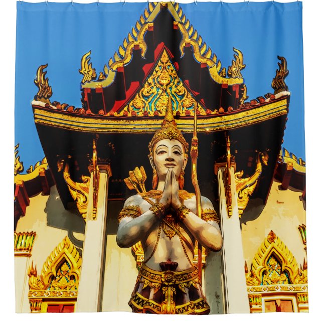 Thailändischer Tempel und Buddha 1102 Duschvorhang (Vorderseite)