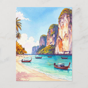 Thailändischer Tropischer Strand Vintage Reise Postkarte