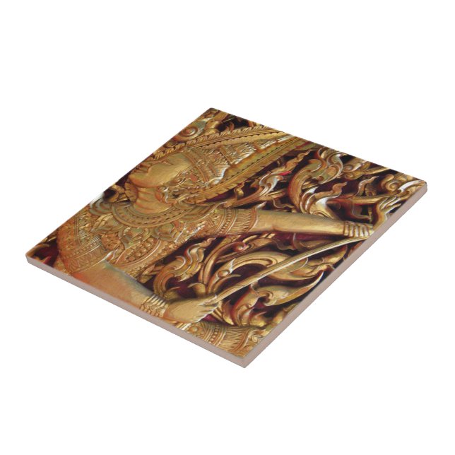 Thailändisches buddhistischer Tempel-Detail Fliese (Seite)