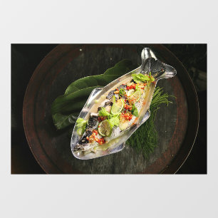 Thailändisches Essen Barramundi Fisch Tom Yum Lime Fensteraufkleber