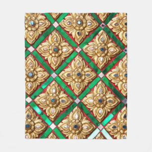 Thailändisches Muster in der Wand des thailändisch Fleecedecke