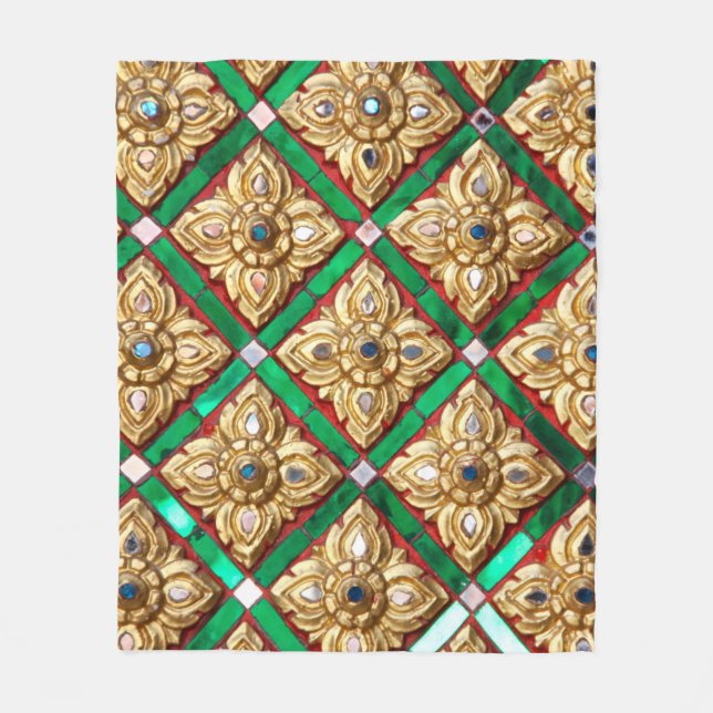 Thailändisches Muster in der Wand des thailändisch Fleecedecke (Vorderseite)