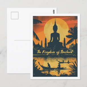 Thailands berühmter Reiseort im Vintage-Stil Postkarte