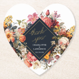 Thak You Wedding Vintag orange Blume Design Untersetzer