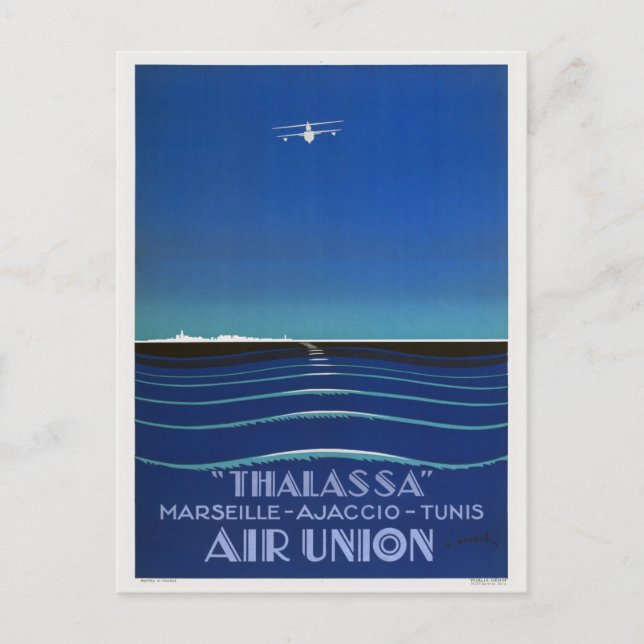 Thalassa France Vintage Travel Poster 1927 Postkarte (Vorderseite)