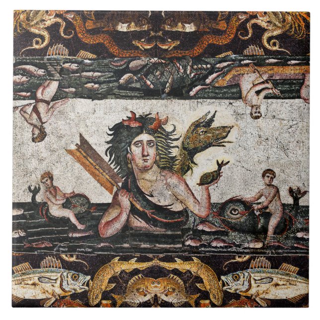 THALASSA-MEERESGODESS, SNAKE-DRAGON, DOLPHINE, FIS FLIESE (Vorderseite)