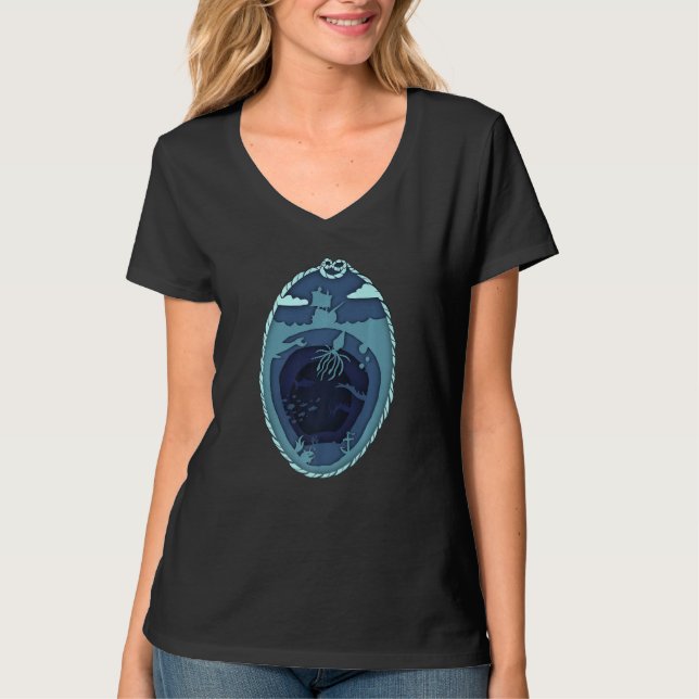 Thalassophobia Ocean Pirate Ship in the Deep Sea f T-Shirt (Vorderseite)