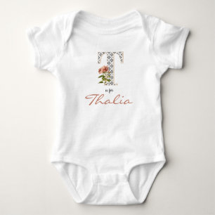 Thalia Name Reveal Blumenbrief T Rosa Blume Baby Strampler