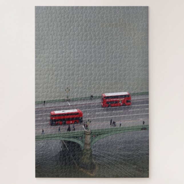 Thames Bridge & Buses London Jigsaw Puzzle (Vertikal)