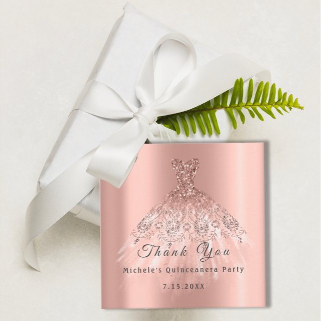 Than You Bridal 16. Quinceanera Party Dress Rose Geschenkanhänger (Than You Bridal 16th Quinceanera Party Dress Rose Favor Tags)