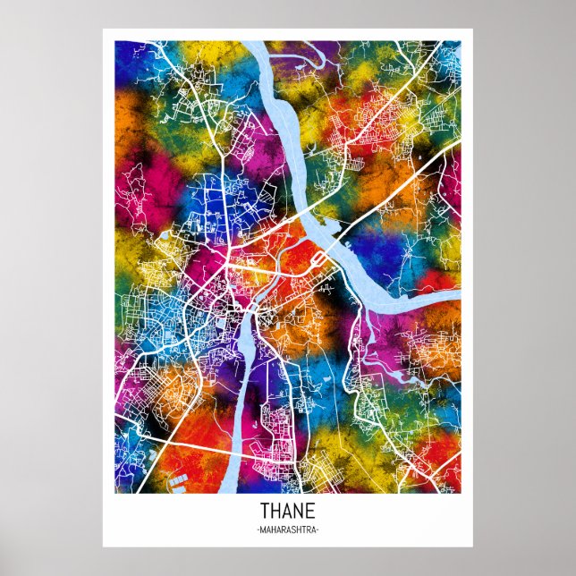 Thane Maharashtra Map Poster (Vorne)