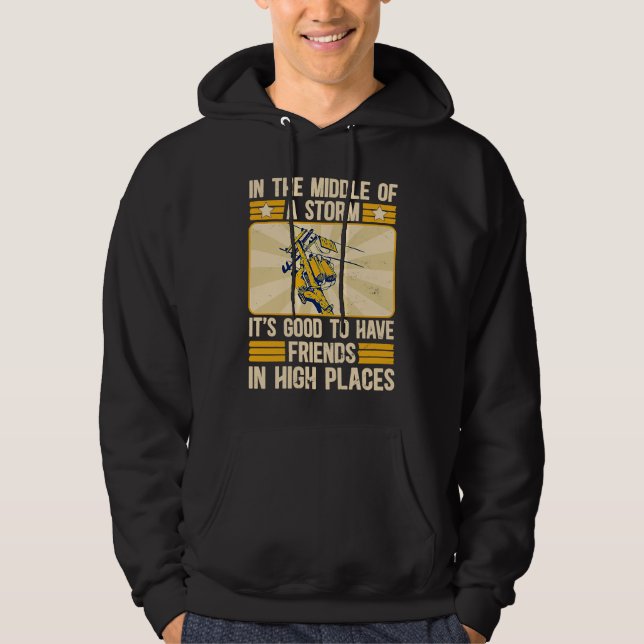 Thank A Lineman Quote Electrical Lineman Electrici Hoodie (Vorderseite)
