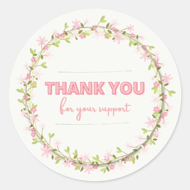 THANK FOR YOU SUPPORT RUNDER AUFKLEBER (Vorderseite)