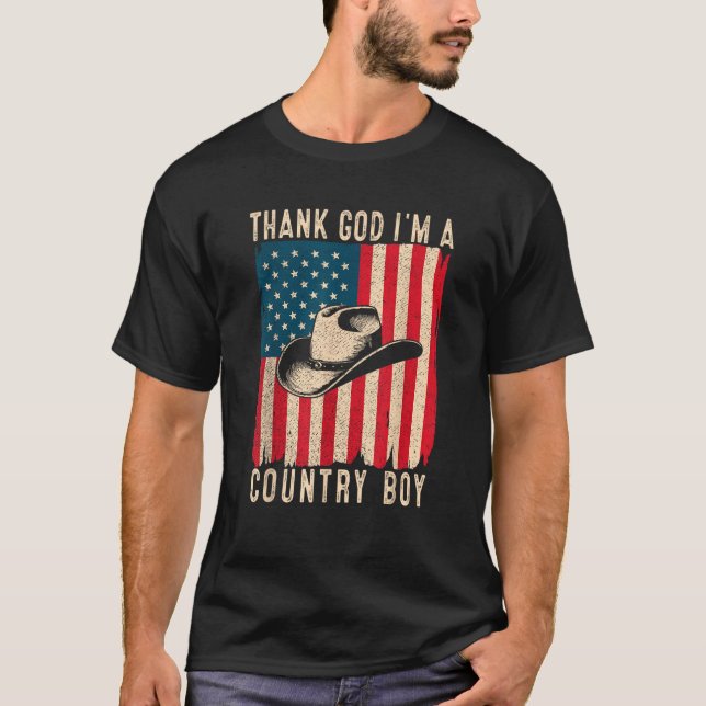 Thank God I m A Country Music Boy Cowboy Western R T-Shirt (Vorderseite)
