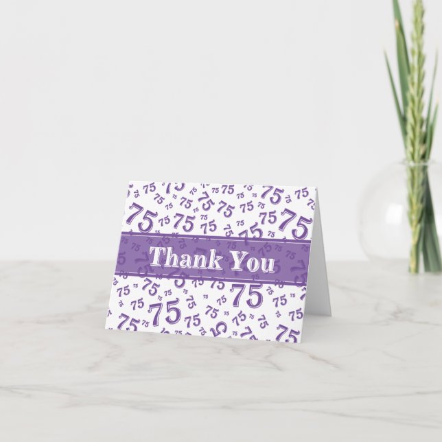 Thank You 70 Birthday Number Pattern Purple/White Dankeskarte (Vorderseite)