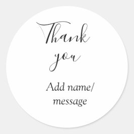 Thank you add name message simple stylish calligra runder aufkleber