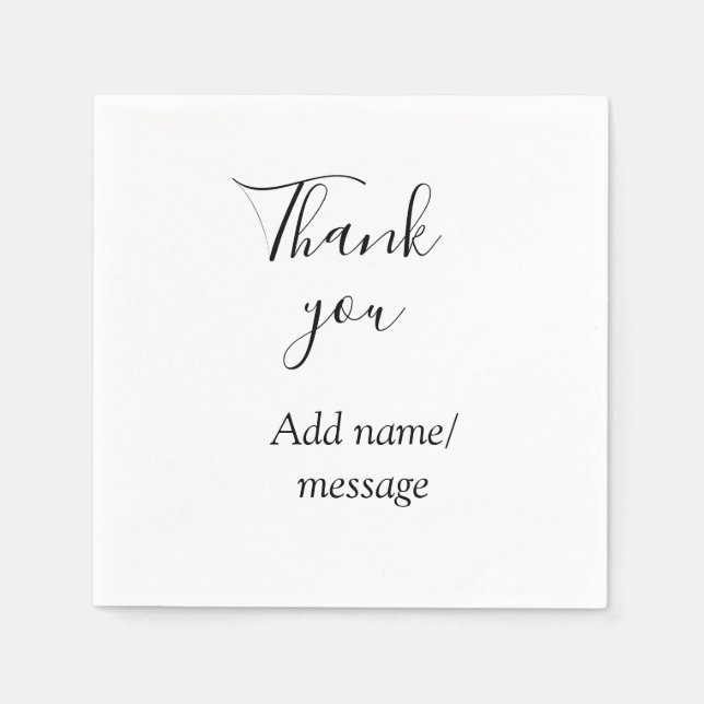 Thank you add name message simple stylish calligra serviette (Vorderseite)
