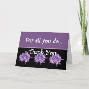 THANK YOU Admin Professionals Day PURPLE FLOWERS Dankeskarte