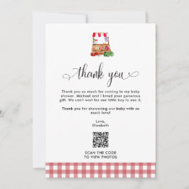 Thank you Baby Shower Locally Grown Farm QR Code Dankeskarte