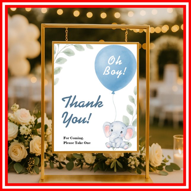 Thank You Balloon Elephant Baby Shower SIGN Poster (Von Creator hochgeladen)