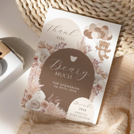 Thank You Beary Much Neutral Teddy Bear Boho Dankeskarte