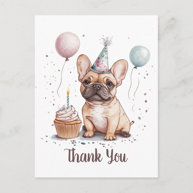 Thank You Birthday French Bulldog Postkarte (Vorderseite)