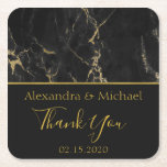 Thank You Black and Gold Elegant Marble Rechteckiger Pappuntersetzer<br><div class="desc">Vielen Dank für die elegante Marmor Hochzeit Untersetzer. Dieser schwarze und goldene Marmor Vielen Dank Sie Untersetzer enthalten goldene Adern auf schwarzem Marmor. Diese Dankeschön Untersetzer sind perfekt für die formale Schwarz und Gold Elegant Marmor Hochzeit. Dieser Untersetzer kann mit Ihrem Namen und Datum aktualisiert werden.</div>